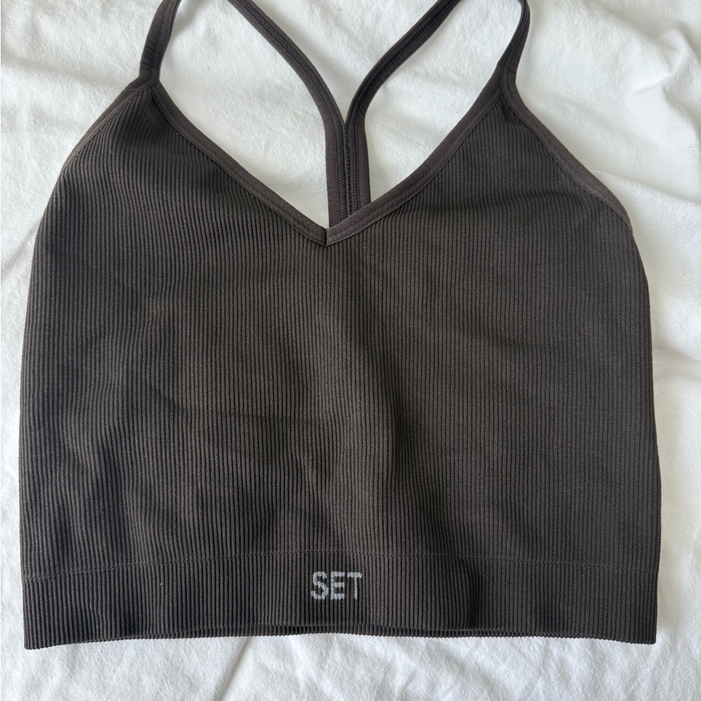 SET Active SCULPTFLEX Ribbed Tank - Espresso/Dark Brown